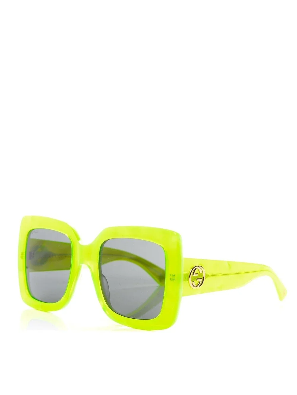 GUCCI ACETATE SQUARE FRAME SUNGLASSES GG0083S NEON YELLOW